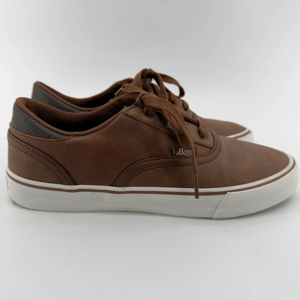 Bass Mens Brown Faux Leather Low Top Lace Up Sneakers Casual Shoes Size 8